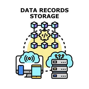 Data records storage managing information technology infrastructure Stock Illustration