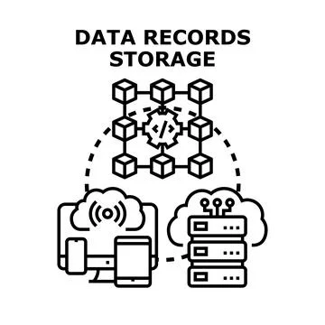 Data records storage managing information technology infrastructure Stock Illustration