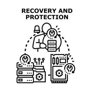 Data recovery and information protection security concept Stock Illustration