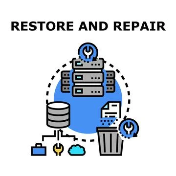 Data recovery and repair processing digital restoration Stockillustratie