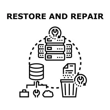 Data recovery and repair processing digital restoration 库存插图