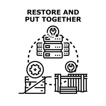 Data recovery assembling fragmented pieces restoring information 스톡 일러스트