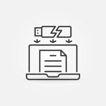 Data Recovery from a Broken USB Drive vector line icon Illustrazione stock
