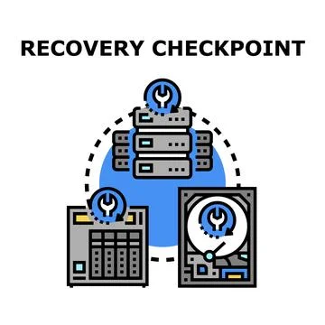 Data recovery checkpoint concept with hardware maintenance Stock Illustration