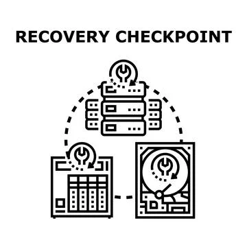 Data recovery checkpoint concept with hardware maintenance Stock Illustration
