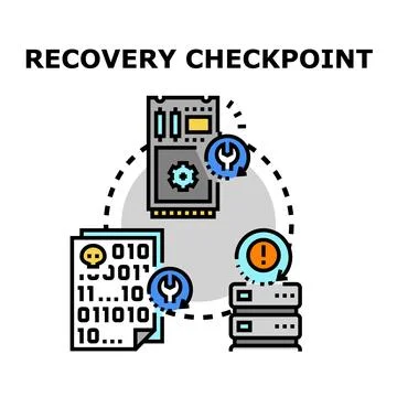 Data recovery checkpoint system restoring data イラスト素材