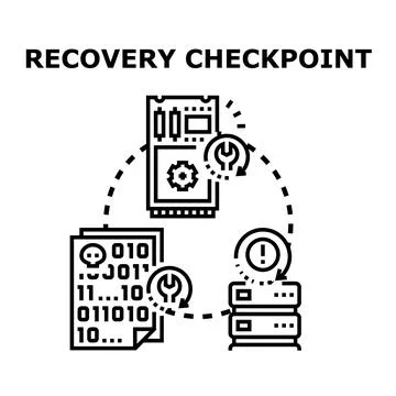 Data recovery checkpoint system restoring data Stock Illustration