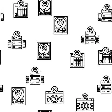 Data Recovery Computer Processing Vector Seamless Pattern Illustrazione stock