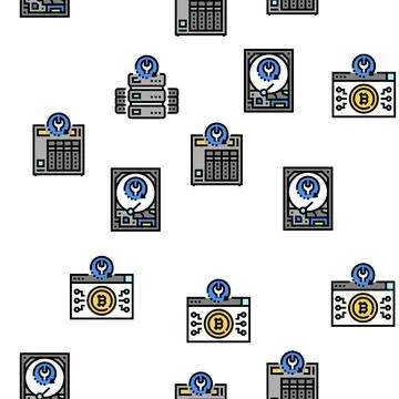 Data Recovery Computer Processing Vector Seamless Pattern Stock Illustration