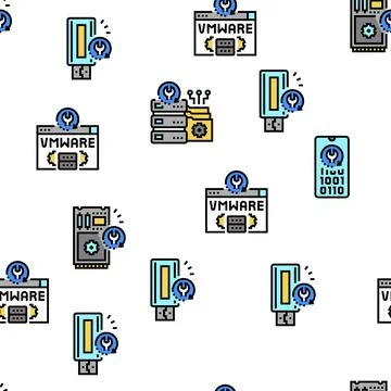 Data Recovery Computer Processing Vector Seamless Pattern Stock Illustration