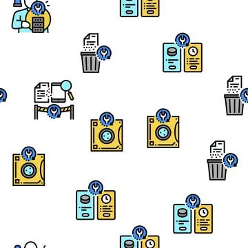 Data Recovery Computer Processing Vector Seamless Pattern Illustrazione stock