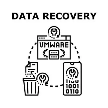 Data recovery concept securing digital information technology Stock Illustration