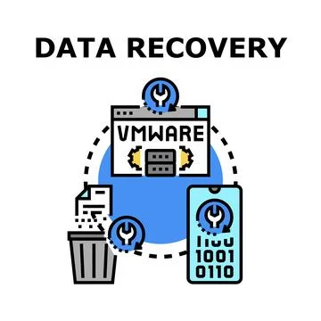 Data recovery concept securing digital information technology Stock Illustration