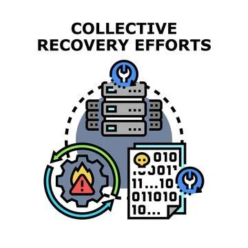 Data recovery efforts protecting server information Stock-Illustration
