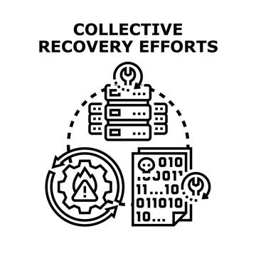 Data recovery efforts protecting server information Stock-Illustration