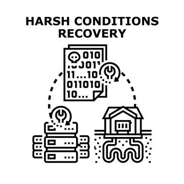 Data recovery from harsh conditions concept illustration Stock Illustration