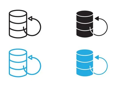 Data Recovery icon (2) black and white vector outline sign 스톡 일러스트