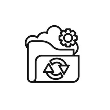 Data Recovery icon (2) outline collection in black and on white background Stock Illustration