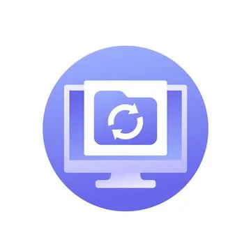 Data recovery icon with folder and computer Stock Illustration