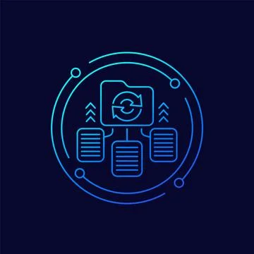 Data recovery icon with folder and documents, linear design 스톡 일러스트