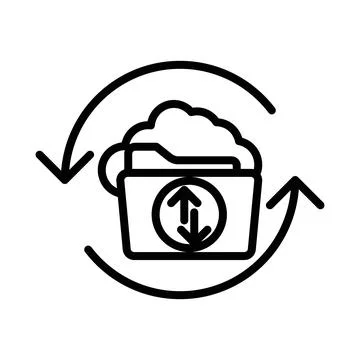 Data Recovery icon linear logo mark in black and white Stock Illustration