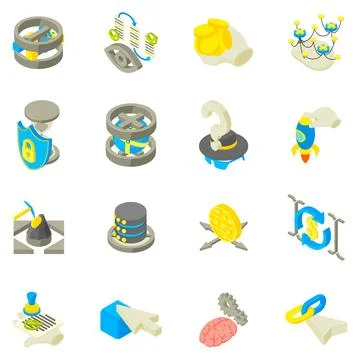 Data recovery icons set, isometric style Illustrazione stock