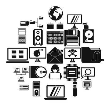 Data recovery icons set, simple style Stock Illustration