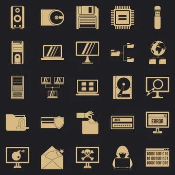 Data recovery icons set, simple style 스톡 일러스트