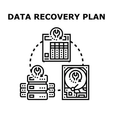 Data recovery plan for digital information systems restoration Stock Illustration