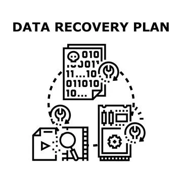 Data recovery plan working with damaged files Stock Illustration