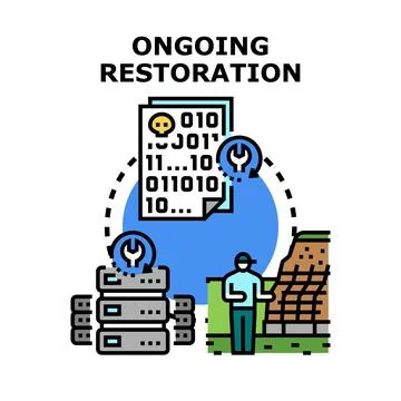 Data recovery process, fixing corrupted files on server Stock Illustration