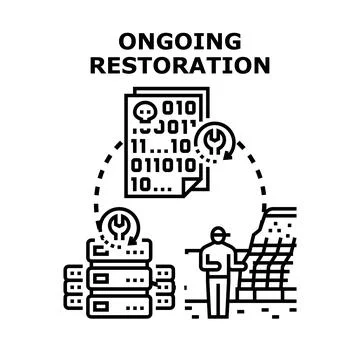 Data recovery process, fixing corrupted files on server Stock Illustration
