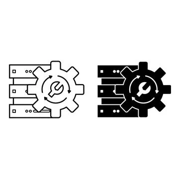 Data Recovery Process Icons. Line and Glyph Vector Illustrations. Search an.. 스톡 일러스트