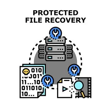 Data recovery process protecting digital files on server Stock Illustration