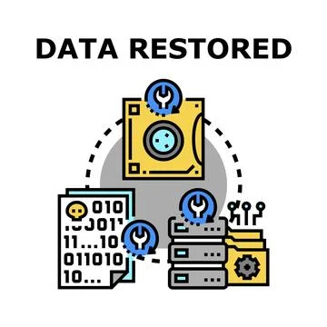 Data recovery process restoring information from server backups Illustrazione stock