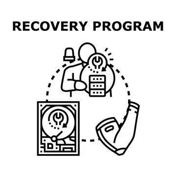 Data recovery program repairing computer hardware system Stock Illustration