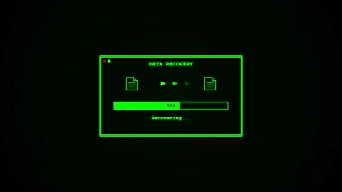 Data recovery progress bar animation on computer screen Stock Footage 347013366