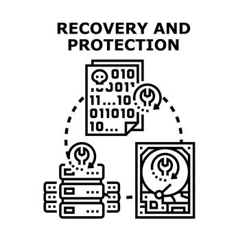 Data recovery protection system restoring digital information Illustrazione stock