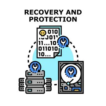 Data recovery protection system restoring digital information Stock Illustration