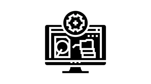 Data recovery repair computer glyph icon animation Stock Footage 326153398