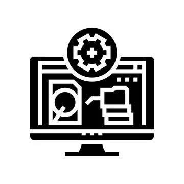 Data recovery repair computer glyph icon vector illustration Illustrazione stock