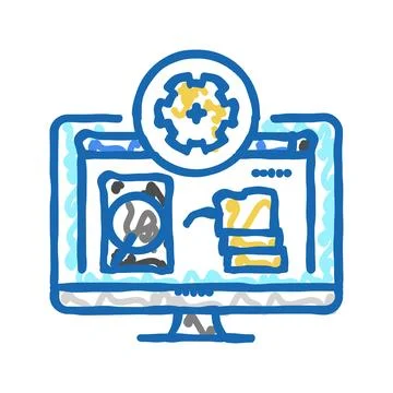 Data recovery repair computer icon doodle illustration Illustrazione stock