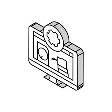 Data recovery repair computer isometric icon vector illustration Illustrazione stock