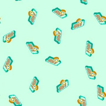 Data recovery repair computer isometric icon seamless pattern Stock Illustration