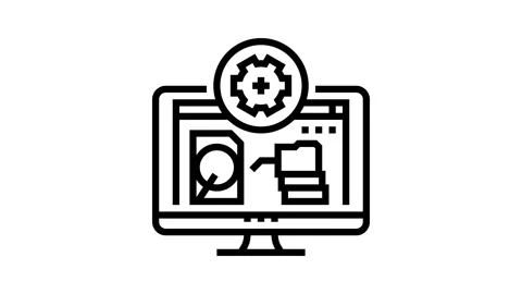 Data recovery repair computer line icon animation Stock Footage 326132440