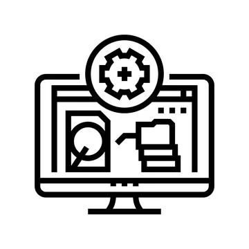 Data recovery repair computer line icon vector illustration 스톡 일러스트