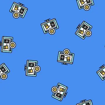 Data recovery repair computer vector seamless pattern Illustrazione stock