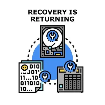 Data recovery returning system restoration process Stock Illustration