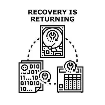 Data recovery returning system restoration process 库存插图