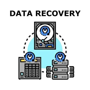 Data recovery service restoring lost information from technology Stock Illustration